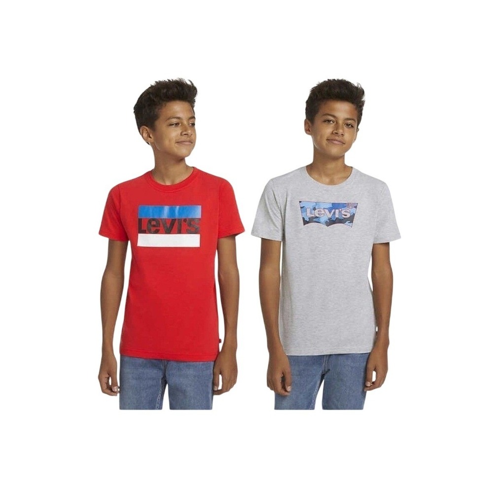 Levi's Youth 2 Pack T Shirts Red Gray Size XL 18 20 Graphic Logo Cotton Blend